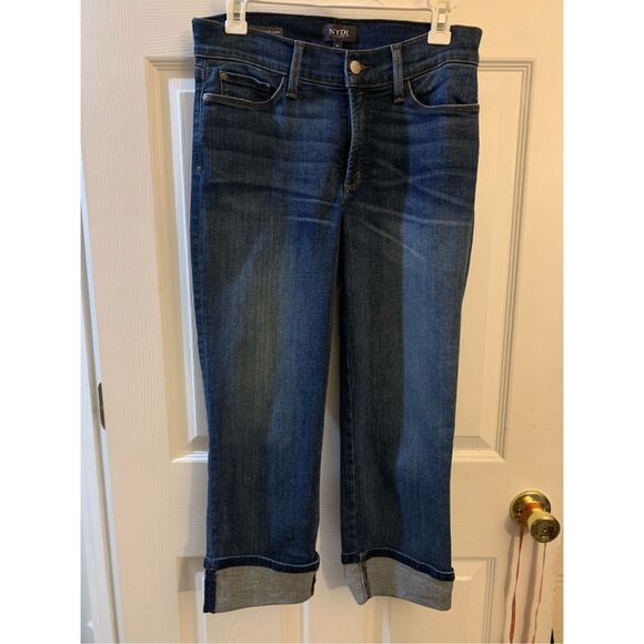 NYDJ DENIM CAPRI DAYLA WIDE CUFF MED WASH 5 POCKET STYLE SZ 4 - Picture 10 of 12